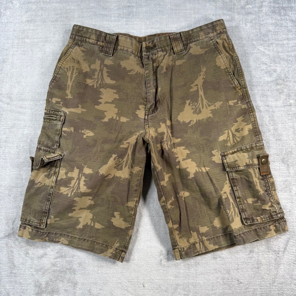 Eddie Bauer Shorts Mens 32 Brown Camo Cargo Ripstop Cotton Utility Y2K Army